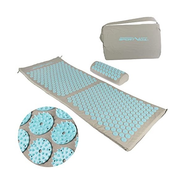 Tapis dacupression XXL pour auto-massage de relaxation - tapis dacupression avec oreiller - set dacupression pour les maux