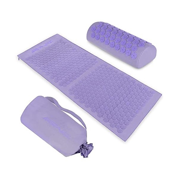 Tapis dacupression XXL pour auto-massage de relaxation - tapis dacupression avec oreiller - set dacupression pour les maux