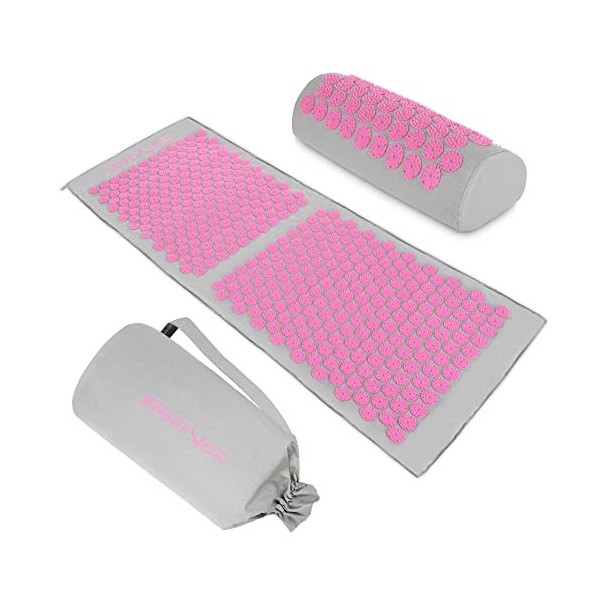 Tapis dacupression XXL pour auto-massage de relaxation - tapis dacupression avec oreiller - set dacupression pour les maux