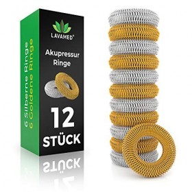 LAVAMED® Anneaux dacupression 12 pièces Anneaux de massage pour doigt - Massage des doigts - Anneau de massage avec concep