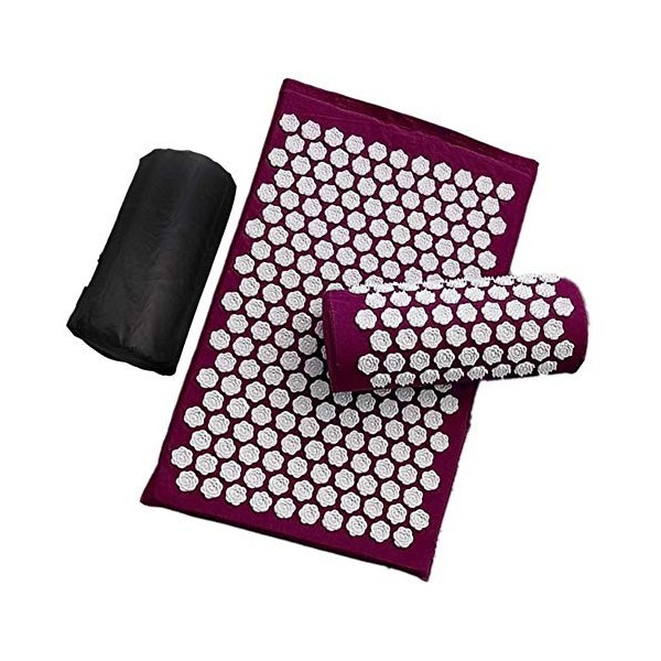 yummyfood Tapis Dacupuncture Lotus,Massage,Tapis Dacupression Champ Fleurs Coton, Plastique ABS 26,77x16,54x0,98pouces/14,9