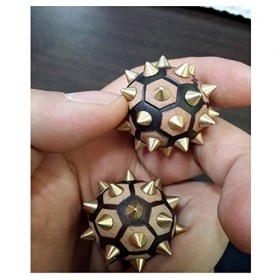 Lot de 2 masseurs de paume de main en bois de genévrier faits à la main Stimulation sensorielle en bronze des pieds Acupressi