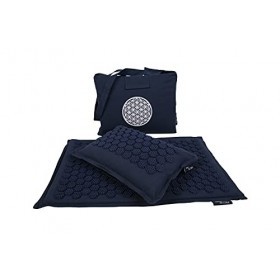 PRO 11 WELLBEING Eco Ensemble tapis dacupression et oreiller avec grand sac de transport bleu marine 