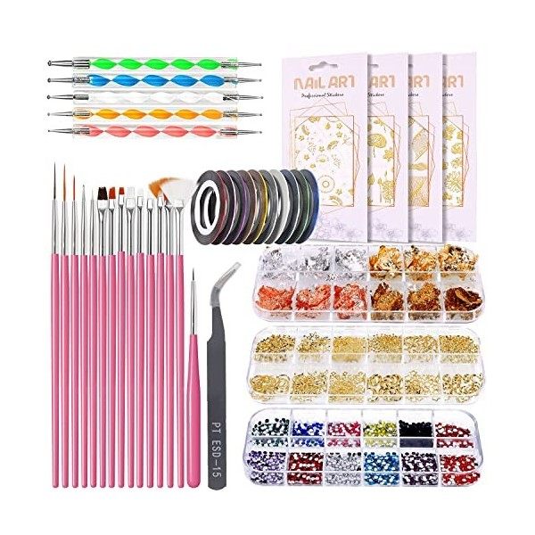 Czemo Ongle Gel kit Complet, 36W Lampe UV LED Ongles Gel Machine Ongle Kit Polygel Kit Complet, Nail Art Kit Vernis Semi Perm