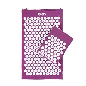 Kit dacupression VITAL aubergine, tapis 74 x 44 cm + coussin 33 x 28 cm + sac de transport en nylon. Housse 100% coton et fl