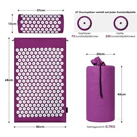 Kit dacupression avec coussin contre le cou et les maux de dos, thérapie magnétique et acupression avec un sac de transport,