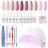 Gellen Kit Complet Vernis Semi Permanent Manucure Lampe 36W LED Séchoirs à Ongles, 10 Couleurs Vernis Gel UV Couleur Nude Pas