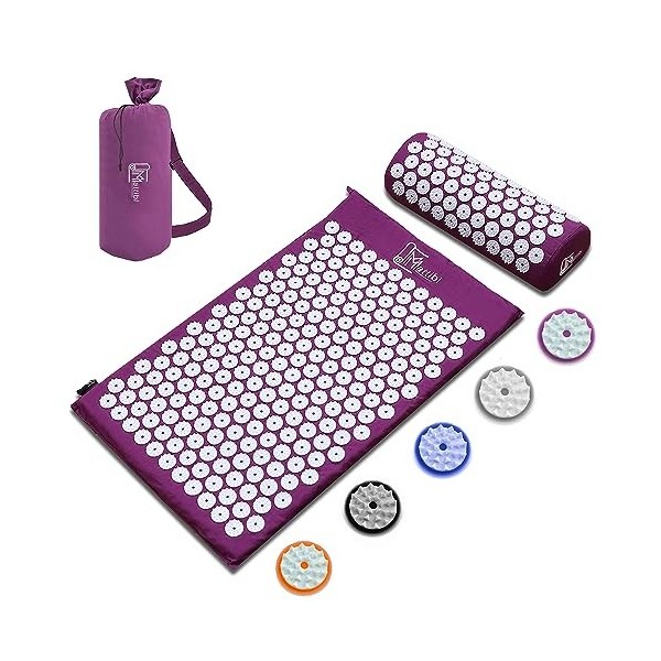 Tapis dacupression et oreiller dacupression pour massage et soulagement de la douleur, ensemble dacupression pour la relax