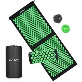 Lixada Tapis dacupression et Oreiller Set avec 2pcs Spiky Balles de Massage pour Dos Cou Pieds Soulagement de la Douleur et 