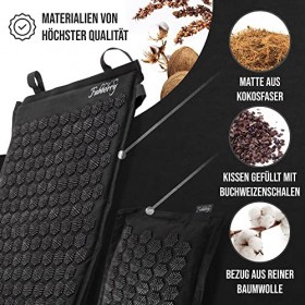 Fabberry® Set dacupression 44 x 74 cm Tapis dacupression avec coussin, sangle darrimage et 2 balles de massage Tapis de ma