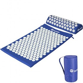 TecTake Tapis dAcupression de Fleurs Tapis Fakir de Détente Matelas de Massage 74 cm x 43 cm x 2,5 cm + 1 Coussin + 1 Sac - 