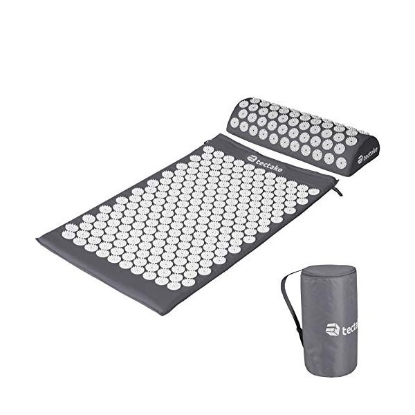 TecTake Tapis dAcupression de Fleurs Tapis Fakir de Détente Matelas de Massage 74 cm x 43 cm x 2,5 cm + 1 Coussin + 1 Sac - 