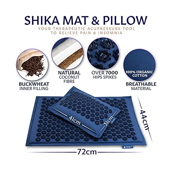 Shika Wellbeing Ensemble tapis dacupression et oreiller – Eco Premium Relaxation profonde Acupuncture Body Mat et oreiller p