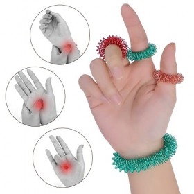 Lot de 10 anneaux dacupression sensoriels à picots - 8 anneaux sensoriels à picots - 2 anneaux de massage dacupression - Po
