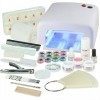 Kit Debutant Professionnel pour Pose de Gel UV Blanc-Nagelset idéale avec lart dongle, lampe UV et UV Gel Starter