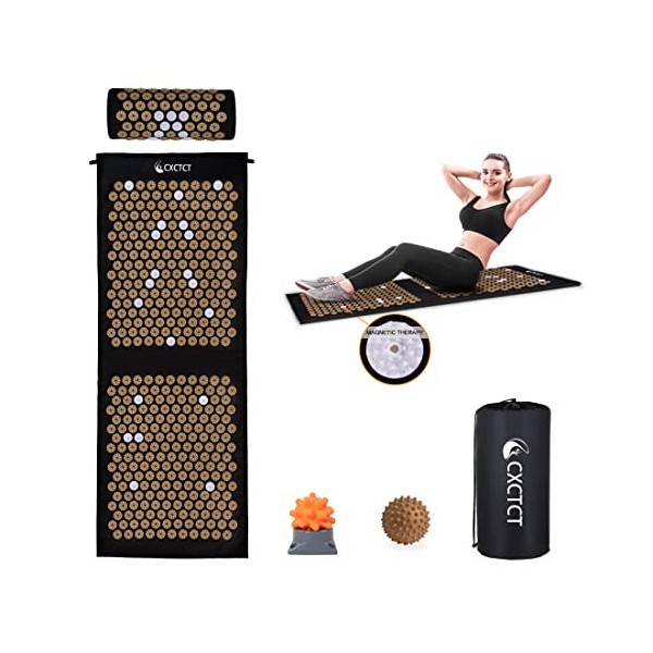 Ensemble de tapis dacupression extra long pour yoga, tapis dacupuncture de massage, tapis magnétique pour soulager les doul