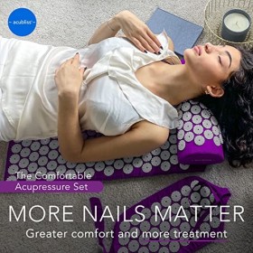 Acubliss 3 Tapis de Jeu Acupressure, Acupressure Oreiller, Bracelet Acupressure pour la Douleur du Cou/Dos/Corps, Pourpre, 2 