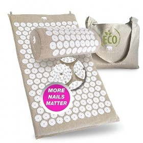 BED OF NAILS Tapis dacupression écologique de qualité supérieure + oreiller, 10962 points de pression dacupuncture, soulage