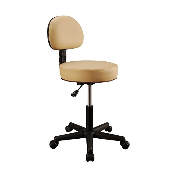 Master Massage Backrest D00143 Tabouret pivotant avec dossier réglable en hauteur Beige