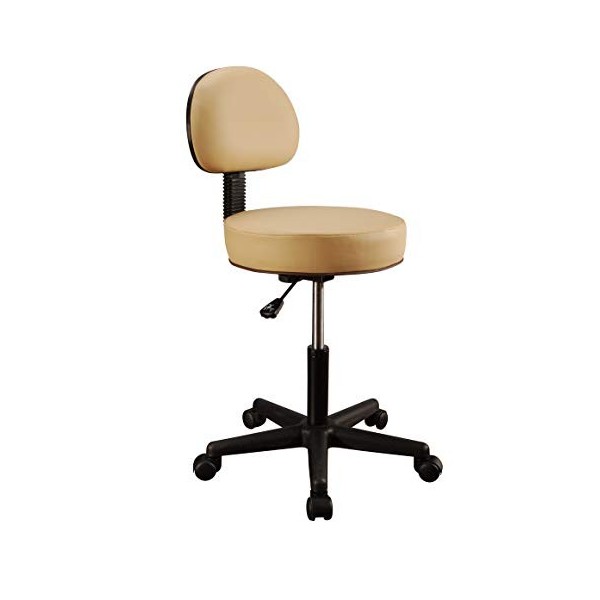 Master Massage Backrest Tabouret pivotant à hauteur réglable avec dossier Beige