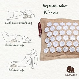 AKUMATRA ® Premium Eco XL Tapis dacupression avec coussin – Tapis de massage ergonomique pour les douleurs, les tensions et 