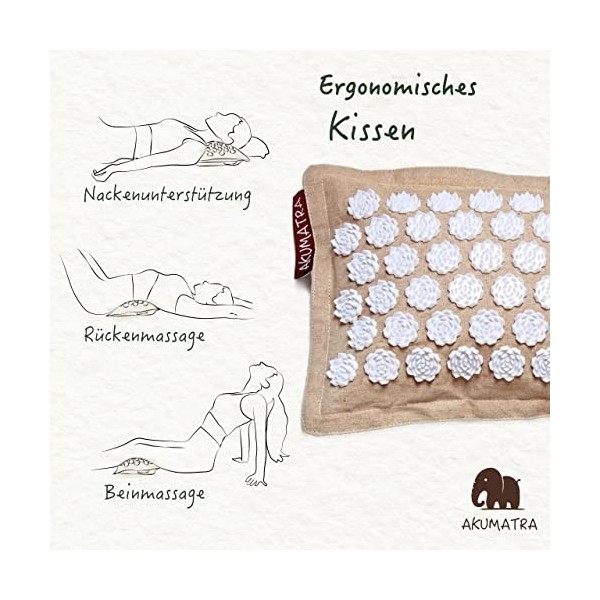 AKUMATRA ® Premium Eco XL Tapis dacupression avec coussin – Tapis de massage ergonomique pour les douleurs, les tensions et 
