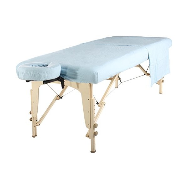 Master Massage Lot de 3 housses de coussin en flanelle pour chaise longue de massage en coton Bleu ciel
