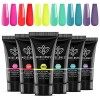 Modelones Polygel Kit Complet 6 Couleur avec Base et Top Coat Vernis Semi Permanent Slip Slolution