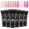 Modelones Polygel Kit Complet 6 Couleur avec Base et Top Coat Vernis Semi Permanent Slip Slolution