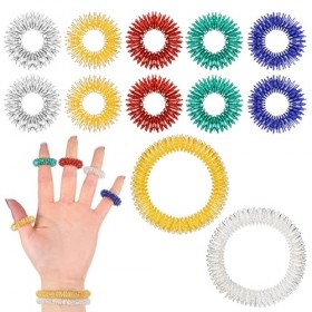 Aoliandatong Lot de 12 anneaux de massage,10 anneaux de massage pour les doigts et 2 anneaux de massage,Anneaux dacupression