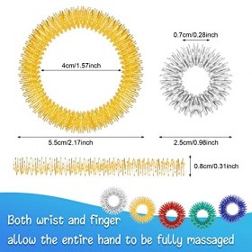 Aoliandatong Lot de 12 anneaux de massage,10 anneaux de massage pour les doigts et 2 anneaux de massage,Anneaux dacupression