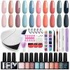 kit vernis semi permanent Gel 10pcs Vernis Semi Permanent Matt et Top Coat Kit de Manucure Outils Complet 36W U V/LED Lampe à