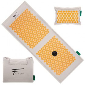 Fitem Tapis dAcupression XL et coussin, garnissage en coco 100% naturel, Massage, soulage mal de dos et cou, sciatique, rela