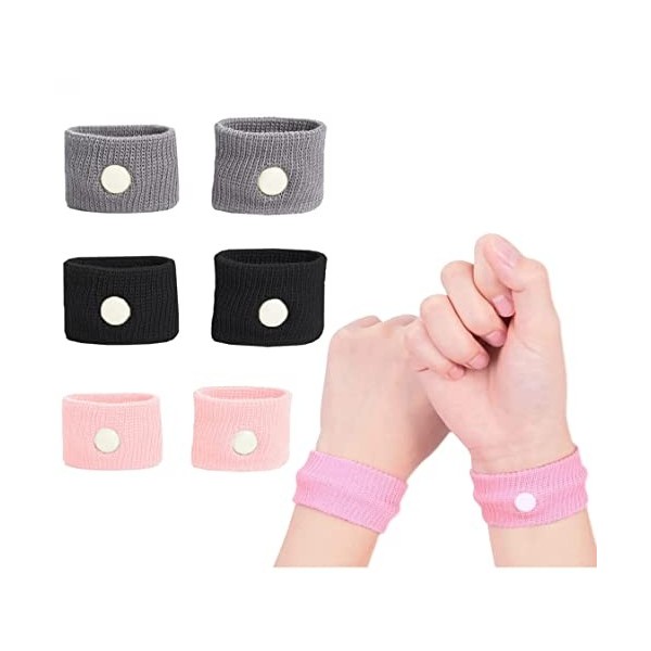 6PCS Bracelet Anti Nausée, Bracelet de Soulagement de Nausée Naturel Acupression, Bandes de Poignet pour Mal des Transports C