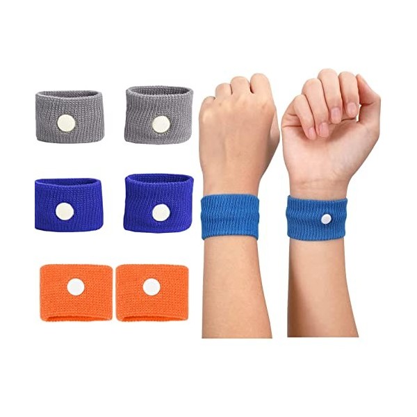 6PCS Bracelet Anti Nausée, Bracelet de Soulagement de Nausée Naturel Acupression, Bandes de Poignet pour Mal des Transports C