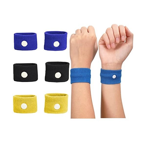 6PCS Bracelet Anti Nausée, Bracelet de Soulagement de Nausée Naturel Acupression, Bandes de Poignet pour Mal des Transports C