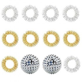 2 balles d’acupression magnétiques PCS et 10 anneaux de massage des doigts PCS, soulagent les mains et les pieds pour adultes