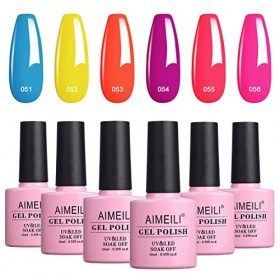 AIMEILI Vernis Semi Permanent Pailleté Caméléon Thermique Température Changement 6 Couleurs 10ml, Lot Vernis à Ongles Gel UV 