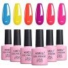 AIMEILI Vernis Semi Permanent Pailleté Caméléon Thermique Température Changement 6 Couleurs 10ml, Lot Vernis à Ongles Gel UV 