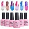 AIMEILI Vernis Semi Permanent Pailleté Caméléon Thermique Température Changement 6 Couleurs 10ml, Lot Vernis à Ongles Gel UV 