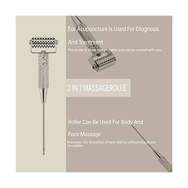 Rouleau Massage Visage, Points dAcupuncture Multifonctionnels Sonde Détecteur dOreille Acupoints Ressort Rouleau de Massage