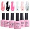 AIMEILI Vernis Semi Permanent Pailleté Caméléon Thermique Température Changement 6 Couleurs 10ml, Lot Vernis à Ongles Gel UV 