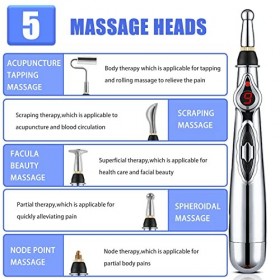 5 en 1 Stylo dacupuncture avec 5 têtes de massage, Stylo De Massage Méridien Énergie, Stylo Acupuncture, Électronique Stylo 