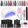 UR SUGAR 48W Lampe U V Kit Vernis Semi Permanent Complet, Kit Manucure Semi Permanent avec 6 Couleur Pink Vernis à Ongles 7ML