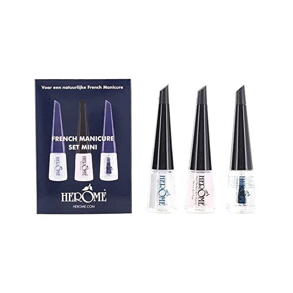 Herome Kit French Manucure Mini - Kit de Voyage - Pour Une French Manucure Dans 3 Étapes - Vernis à Ongles French Manicure S