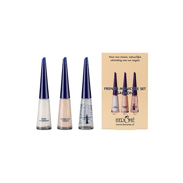 Herome Kit French Manucure Mini - Kit de Voyage - Pour Une French Manucure Dans 3 Étapes - Vernis à Ongles French Manicure S