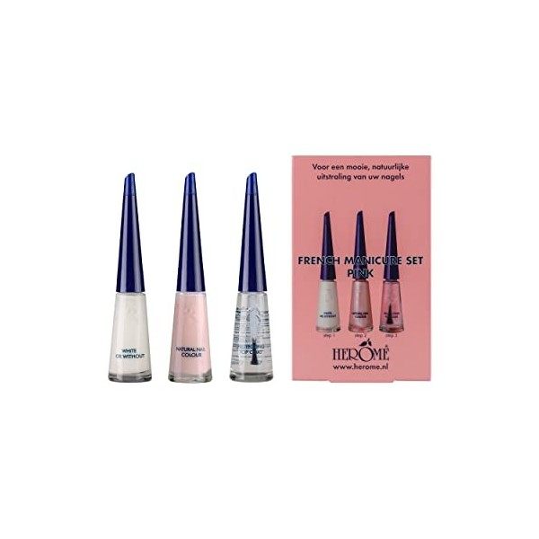 Herome Kit French Manucure Mini - Kit de Voyage - Pour Une French Manucure Dans 3 Étapes - Vernis à Ongles French Manicure S