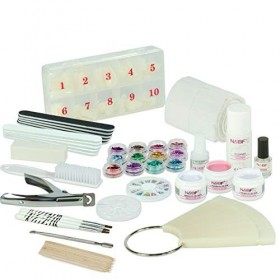 Kit de manucure Debutant pour Pose de Gel UV + nail art professionnel complet - Lampe UV 36W pink 4 ampoules , Gels UV 3 e