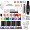 ROSALIND Kit Vernis Semi Permanent 36W UV/LED Lampe, 28x Mini Ongle Gel UV Complet Capsule Debutant contient Matte Gel Top Ba