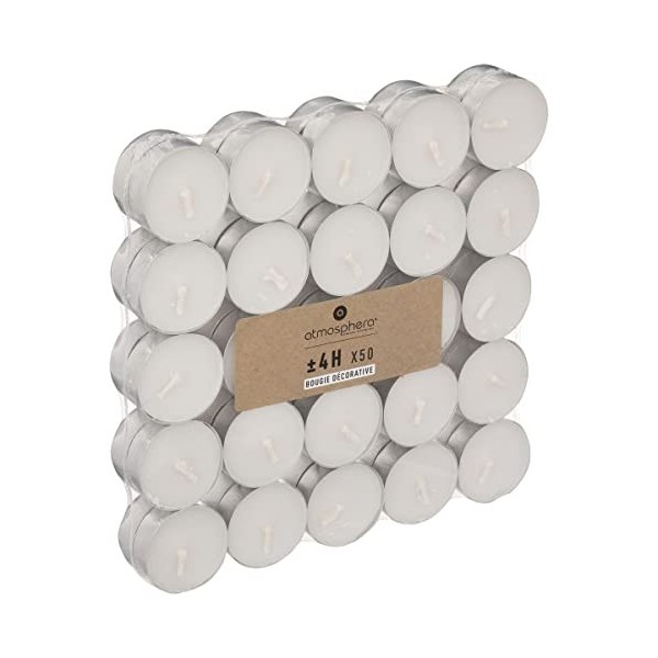 Générique - Lot de 50 bougies chauffe plat blanc